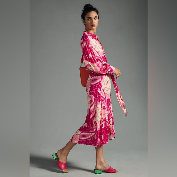 Farm Rio Tropical Groove Floral Button Tie Waist Midi Dress Size Small - Picture 3 of 15